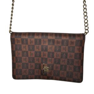 London Fog Marci Crossbody Bag In Cognac Brown Faux Leather Goldtone Hardware